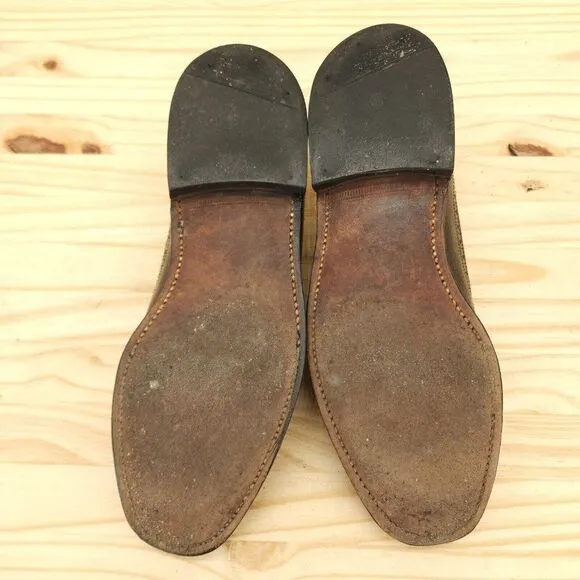 Vtg Sears Longwing Dress Shoes Sz 9.5 D Brown Leather Derby Oxfords Brogue