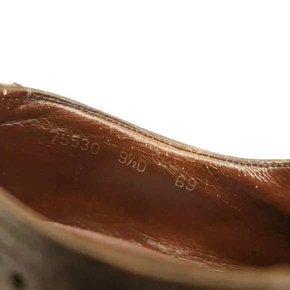 Vtg Sears Longwing Dress Shoes Sz 9.5 D Brown Leather Derby Oxfords Brogue