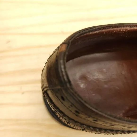 Vtg Sears Longwing Dress Shoes Sz 9.5 D Brown Leather Derby Oxfords Brogue