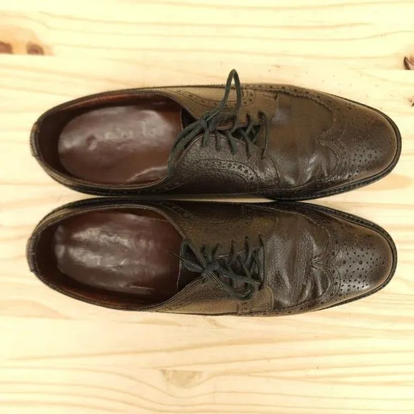 Vtg Sears Longwing Dress Shoes Sz 9.5 D Brown Leather Derby Oxfords Brogue