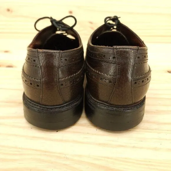 Vtg Sears Longwing Dress Shoes Sz 9.5 D Brown Leather Derby Oxfords Brogue