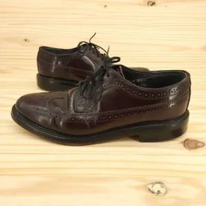 Vtg Sears Mens Longwing Derby Oxfords 9 EE Extra Wide Brown Leather Dress Shoes