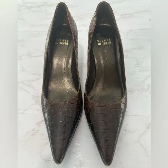 VTG STUART WEITZMAN Crocodile Leather Pointed Heels