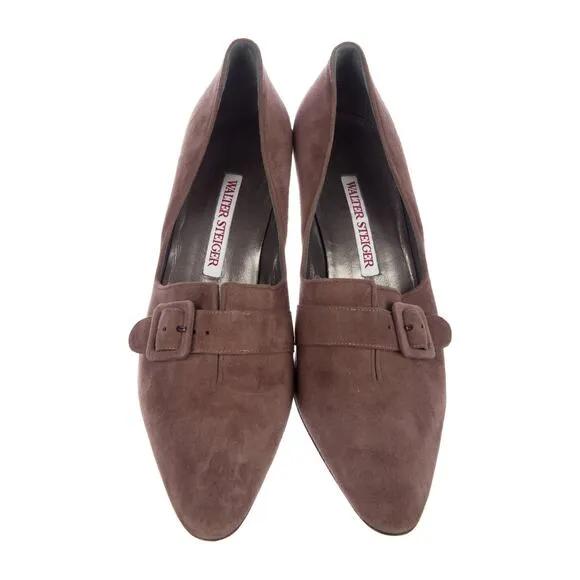 Walter Steiger Suede Pointed-Toe Pumps - 8.5 - Purple