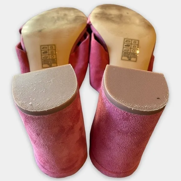 WHBM Callie Pink Suede Slides Mules Sandals Size 10