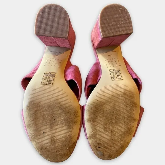 WHBM Callie Pink Suede Slides Mules Sandals Size 10