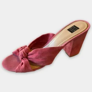 WHBM Callie Pink Suede Slides Mules Sandals Size 10