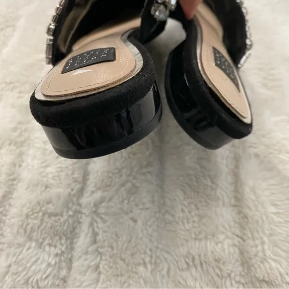 White House Black Market Pointy Toe jeweled Mules Black Size 6