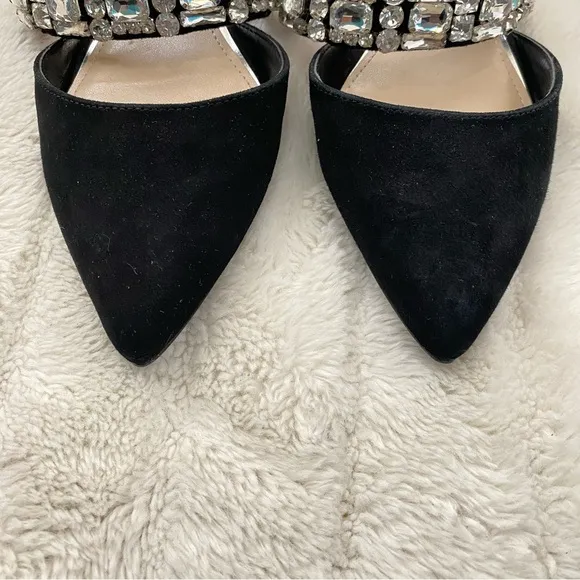 White House Black Market Pointy Toe jeweled Mules Black Size 6