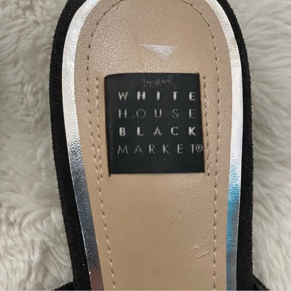 White House Black Market Pointy Toe jeweled Mules Black Size 6