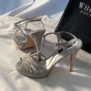 White House Black Market Snake Skin Print Open Toe High Heels WORN ONCE W/BOX