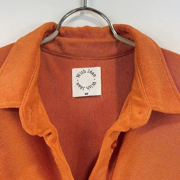 With Jean | Andy Dress Maple Ruched Front Slinky Shirt Dress Orange XS
