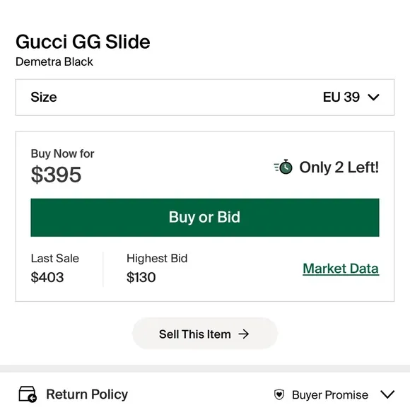 Women’s Auth Gucci GG Slide Sandals Size 8.5/9 Euro 39 Demetra Black