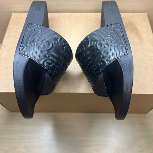 Women’s Auth Gucci GG Slide Sandals Size 8.5/9 Euro 39 Demetra Black