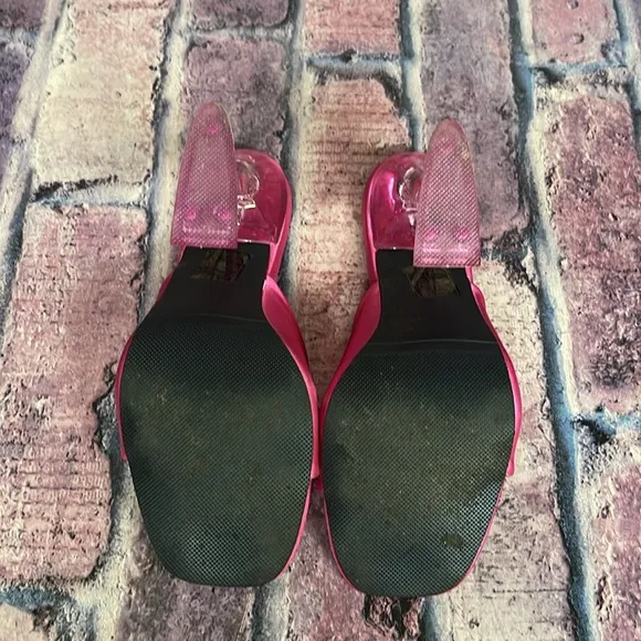Women’s Fuchsia Mules well worn with toe prints size 38