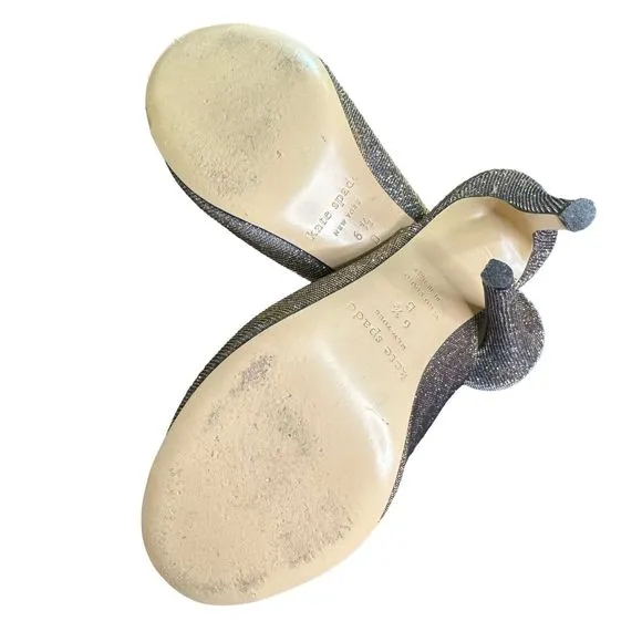Womens Metallic Glittery Kate Spade Open Toe Heels Mules Size 6.5 a15