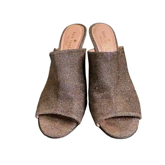 Womens Metallic Glittery Kate Spade Open Toe Heels Mules Size 6.5 a15