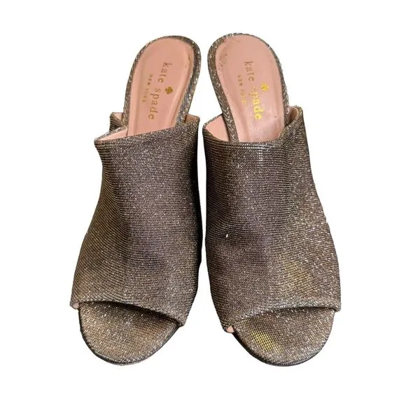 Womens Metallic Glittery Kate Spade Open Toe Heels Mules Size 6.5 a15