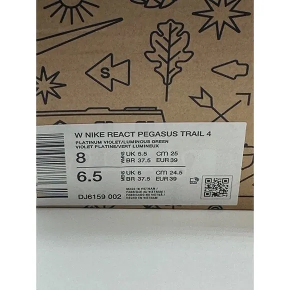 Women's Nike Pegasus React Trail 4 Running Shoes Light Purple Yellow DJ6159-002