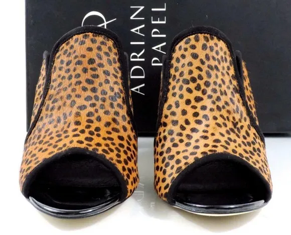Women's Shoes Adrianna Papell Elani Peep Toe Mule Heel Cheetah Leopard Size 9.5