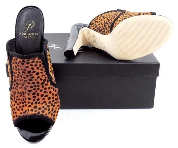 Women's Shoes Adrianna Papell Elani Peep Toe Mule Heel Cheetah Leopard Size 9.5