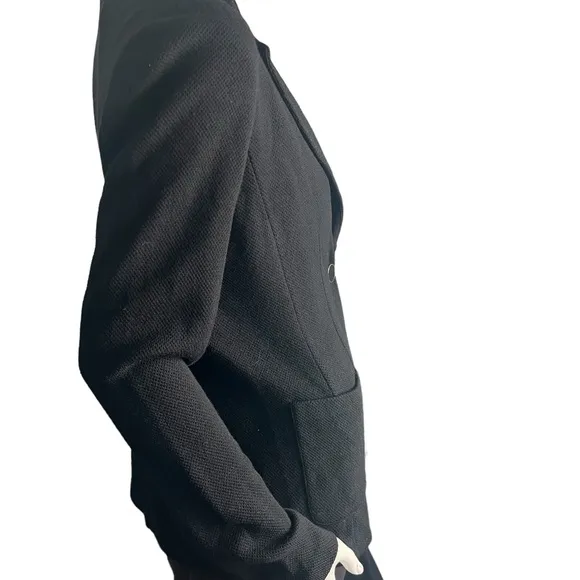 Womens St. John Caviar Black Wool Blend Blazer Jacket 12
