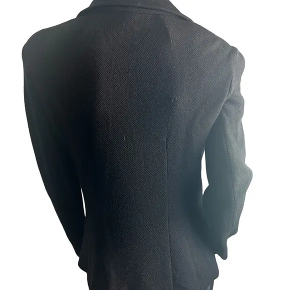 Womens St. John Caviar Black Wool Blend Blazer Jacket 12