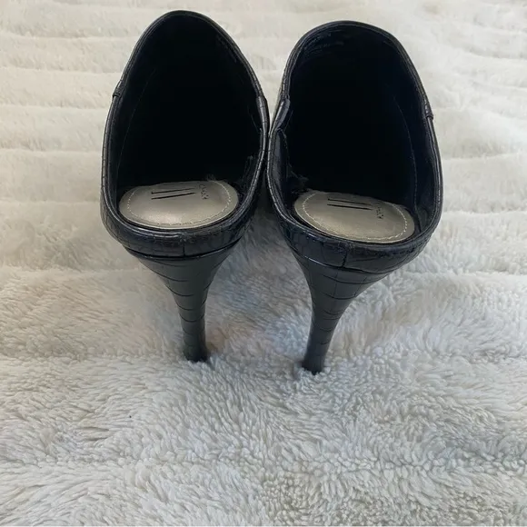 Worthington New Black Croc Textured Pointy Toe Mules Heels Size 7
