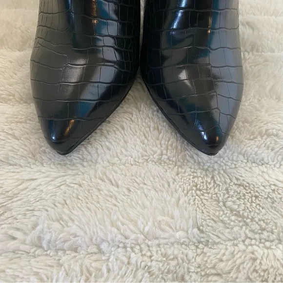 Worthington New Black Croc Textured Pointy Toe Mules Heels Size 7