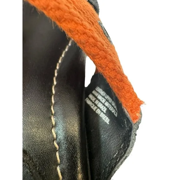 Y2K Harley Davidson Black And Orange- Leather Heeled Mules Open Toe Size 7