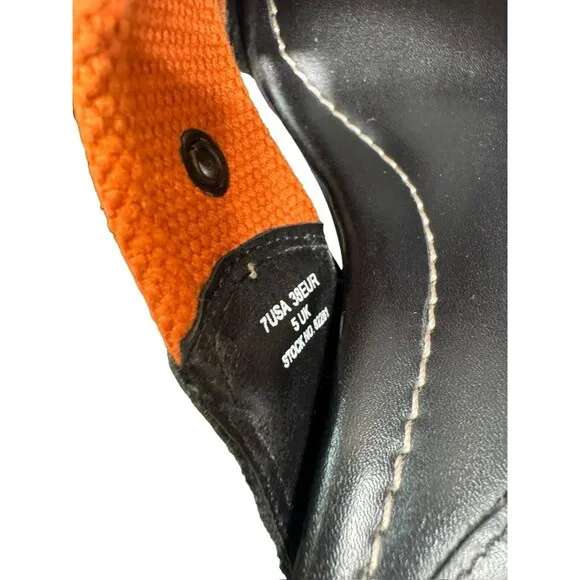 Y2K Harley Davidson Black And Orange- Leather Heeled Mules Open Toe Size 7