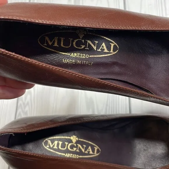 Y2K vintage Mugnai Pointed Toe low heels brown size 6