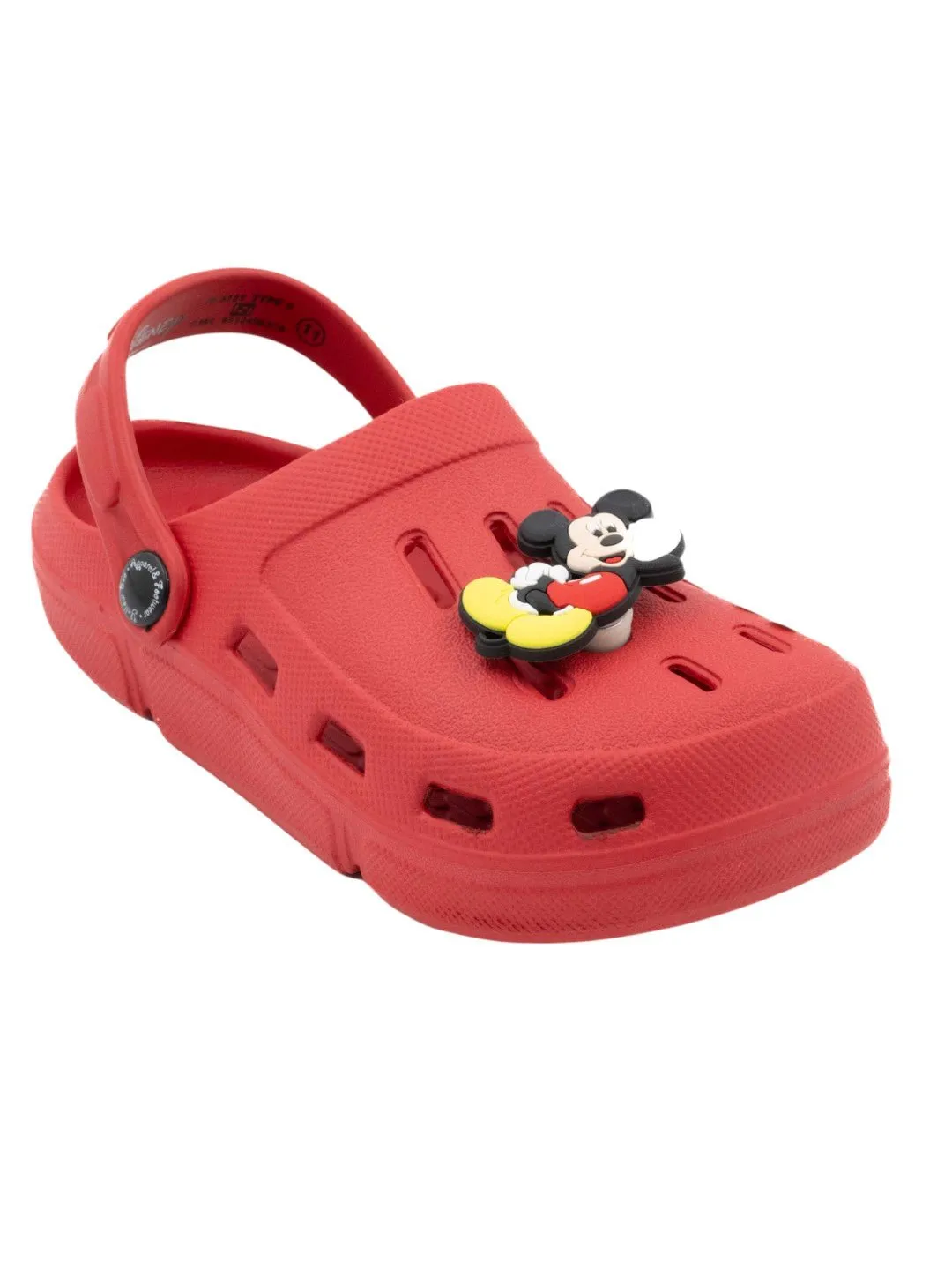 Yellow Bee Boys’ Disney Mickey Mouse Clogs with 3D Rotating Charm – Red