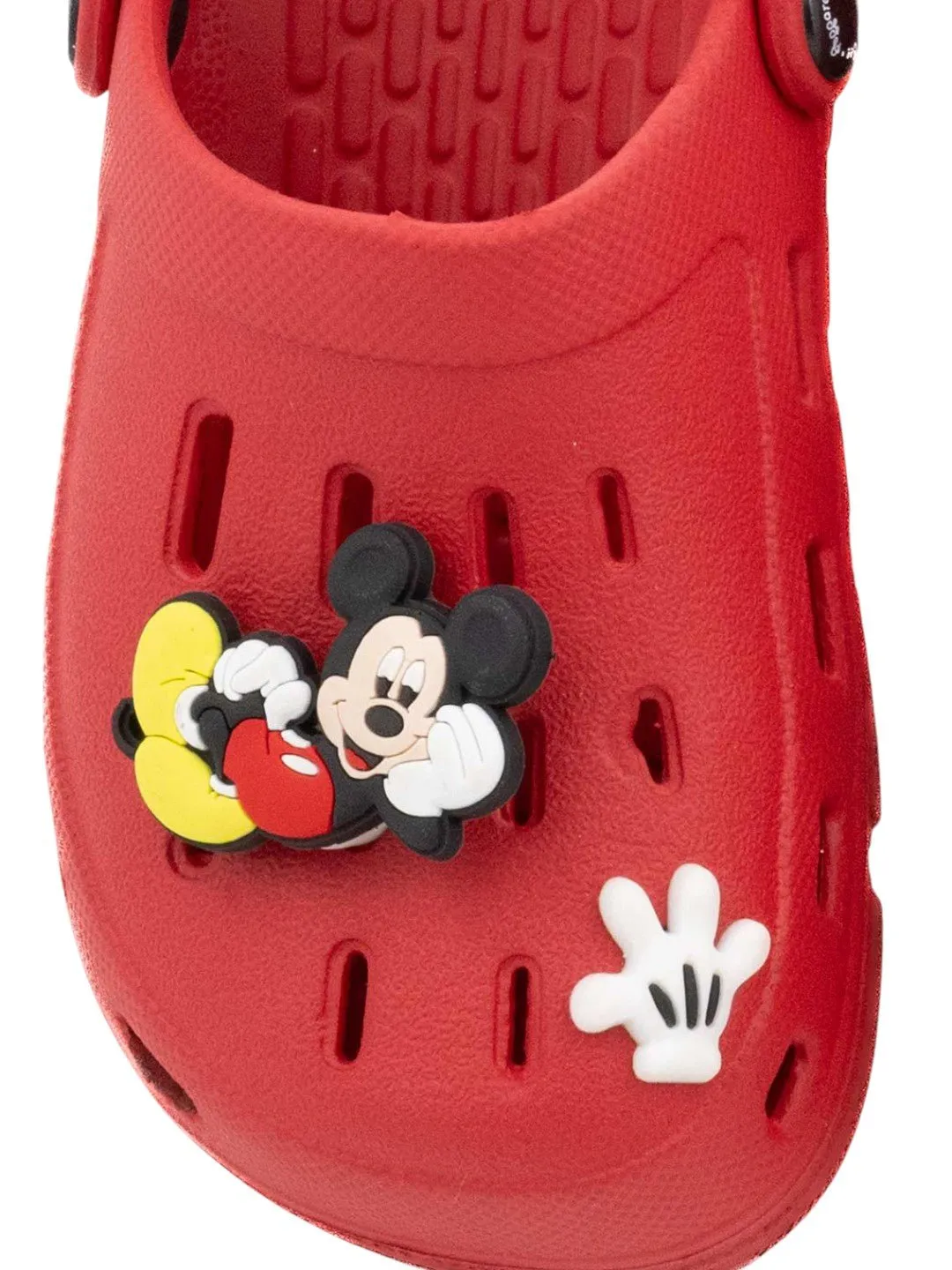 Yellow Bee Boys’ Disney Mickey Mouse Clogs with 3D Rotating Charm – Red