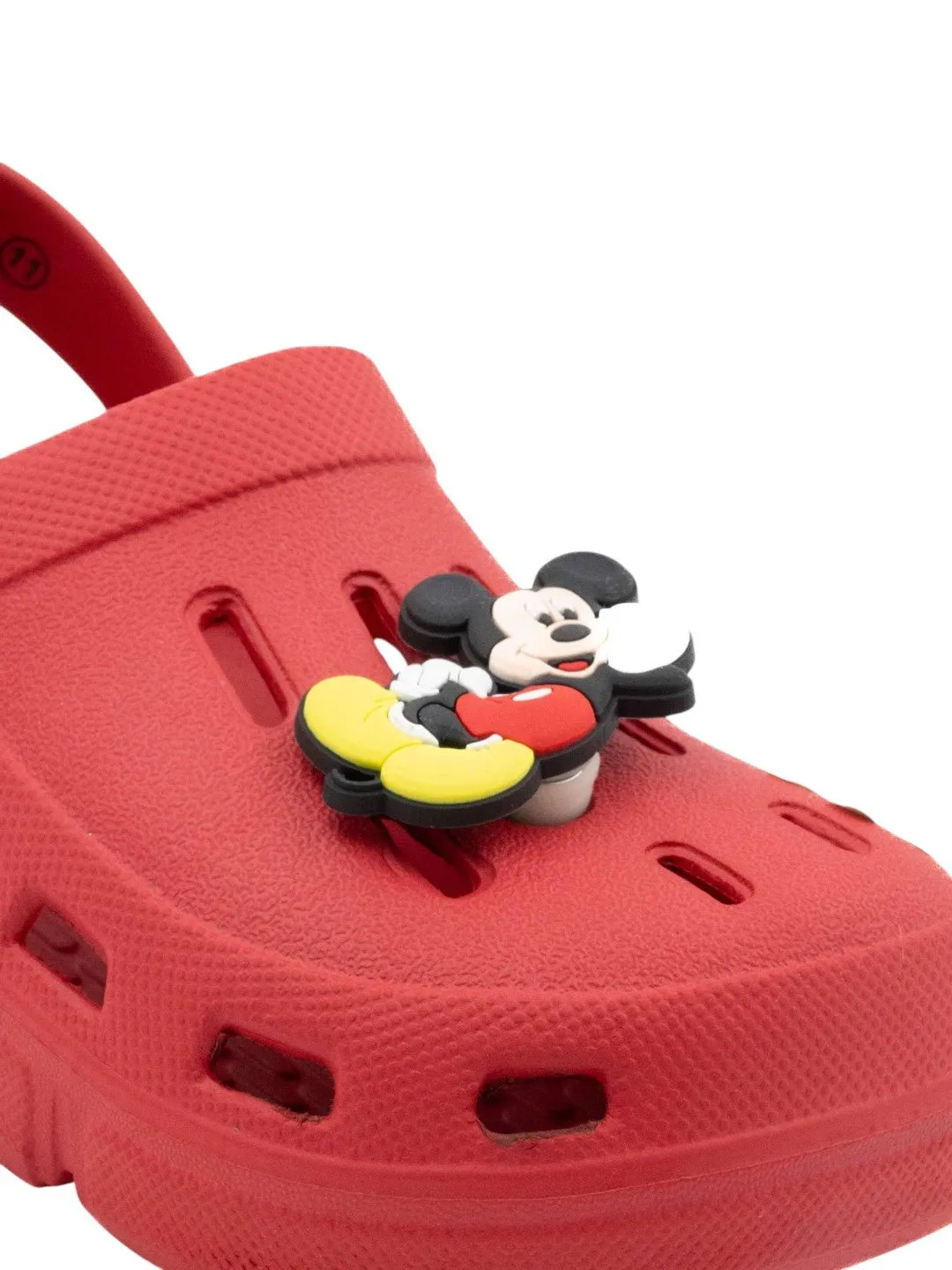 Yellow Bee Boys’ Disney Mickey Mouse Clogs with 3D Rotating Charm – Red