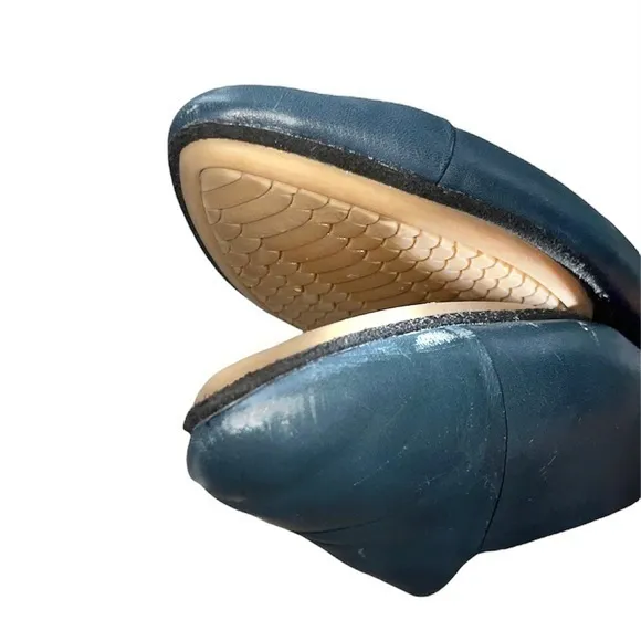 Yosi Samra Valentina Blue Leather‎ Point Toe Mules Flats