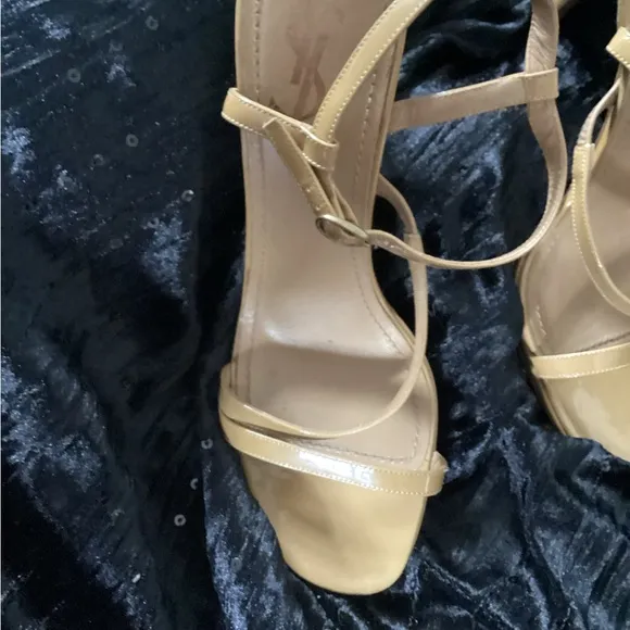 YSL Beige Strappy Sandal Heels 36.5/6