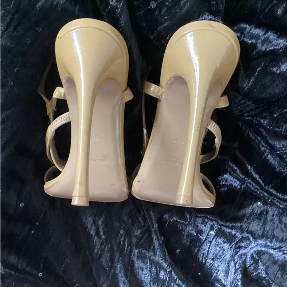 YSL Beige Strappy Sandal Heels 36.5/6