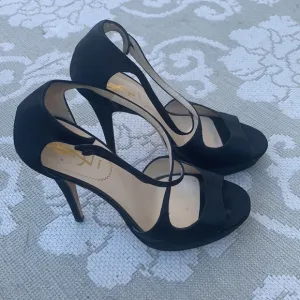 YSL Saint Laurent satin platform strappy heels