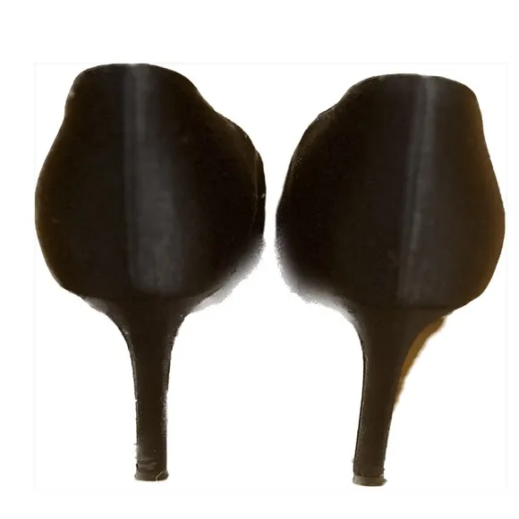 Yves Saint Laurent Paris Black Satin Pumps Heels  Size 7
