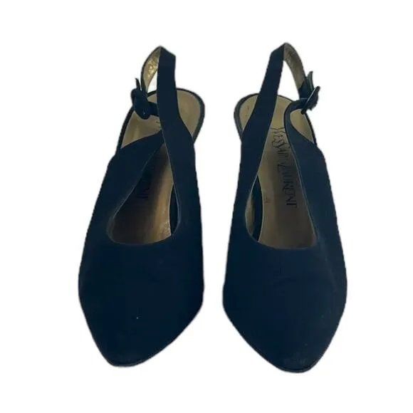 Yves Saint Laurent YSL Vintage Black Slingback 4” Heels Pumps Women’s Size 8N
