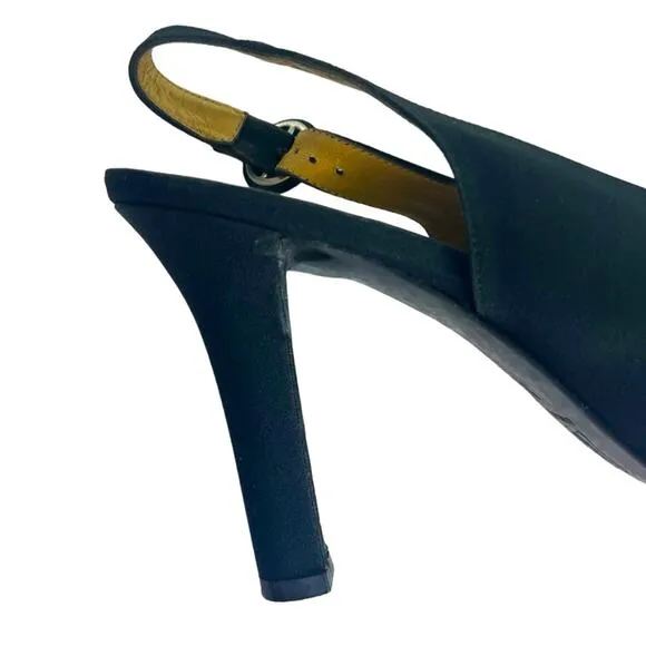 Yves Saint Laurent YSL Vintage Black Slingback 4” Heels Pumps Women’s Size 8N