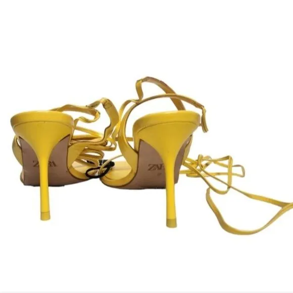 ZARA Ankle Strap Yellow Strappy Sandal Heel