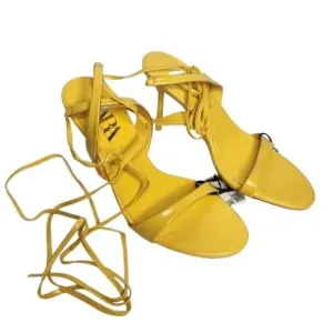 ZARA Ankle Strap Yellow Strappy Sandal Heel