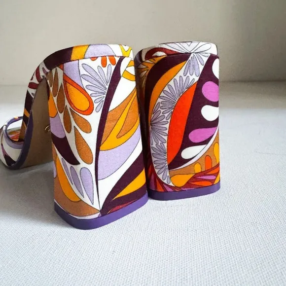 Zara Colorful Psychedellic Print Square toe Slides 36