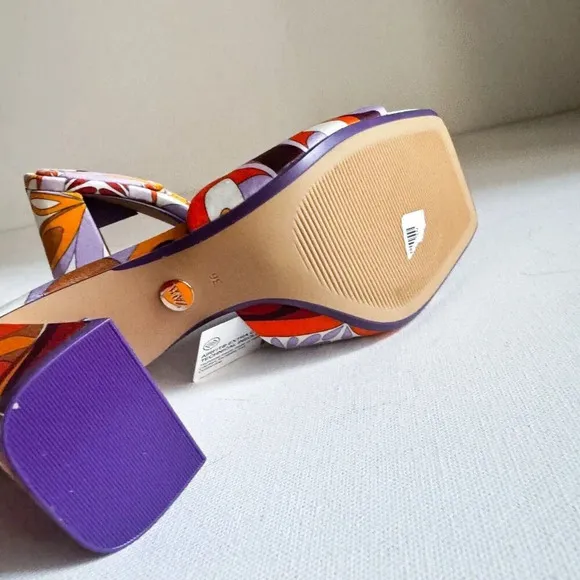 Zara Colorful Psychedellic Print Square toe Slides 36