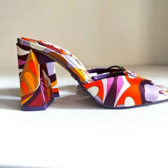 Zara Colorful Psychedellic Print Square toe Slides 36