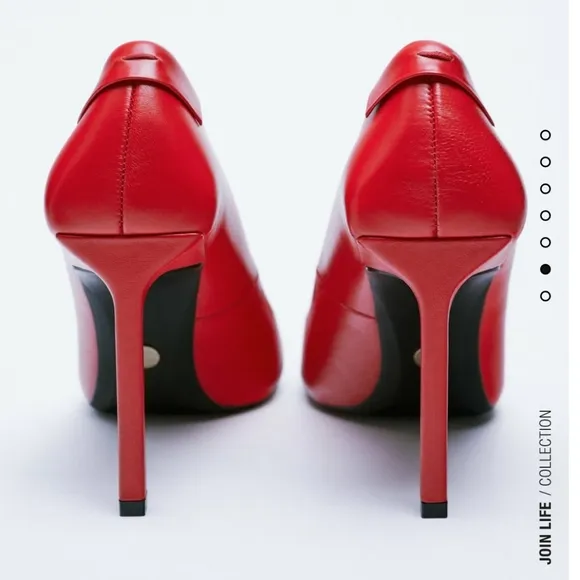 ZARA LEATHER HEELS HIGH HEEL LEATHER PUMPS Colo red bloggers favorite