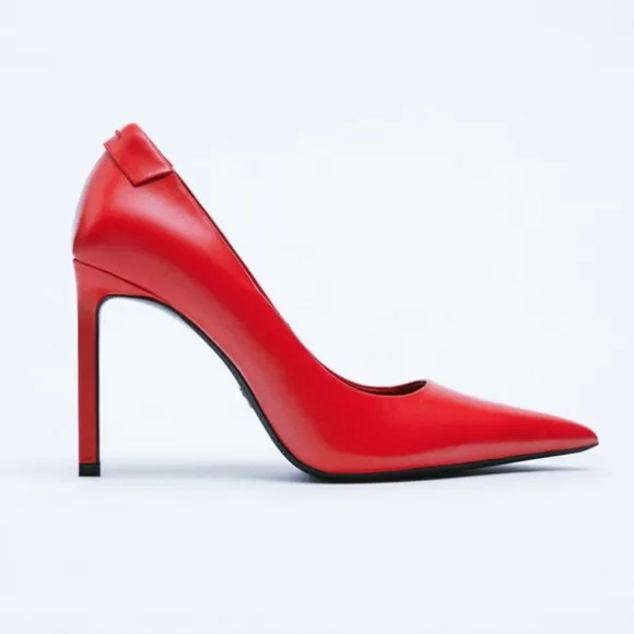 ZARA LEATHER HEELS HIGH HEEL LEATHER PUMPS Colo red bloggers favorite