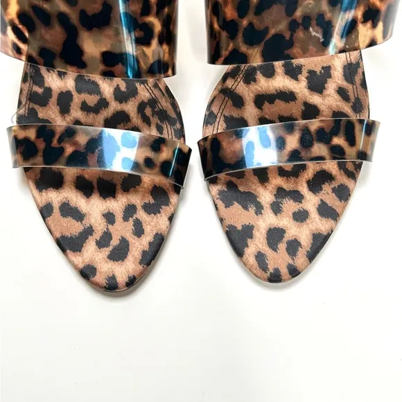 Zara Leopard Print Open Toed Heeled Mules | 39